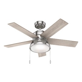 Hunter Fan 44 inch Contemporary Brushed Nickel Indoor Ceiling Fan with LED Light Kit and Pull Chain (Renewed)