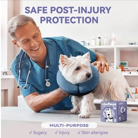 Loflaze Inflatable Dog Cone Collar - Dog Neck Donut Cone Collar Alternative After Surgery - Soft Cone for Large Medium Small Dogs Cats - Alternative Recovery E Collar (Blue, M+)
