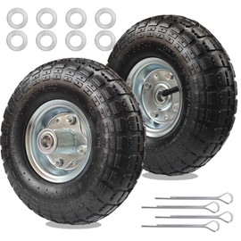 EAGWON 10" Heavy Duty 4.10/3.50-4 Pneumatic Tires & Wheel Set for Gorilla Cart Tires, Garden Carts, Hand Trucks, Snowblower Wheels | 5/8" Bearings, 2.2" Hub Offset (2-Pack)