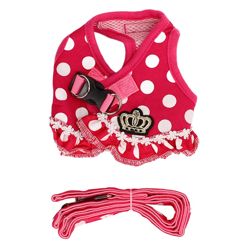 Dog Harness Leash Adjustable Escape Proof Breathable Safe Dots Design