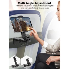 Airplane Phone Holder Travel Essentials, Multi-Directional 360° Degree Rotation, Pocket-Sized Universal Handsfree Phone Mount for Flying Home Kitchen Office and Travel Accessories Must Haves (Black)