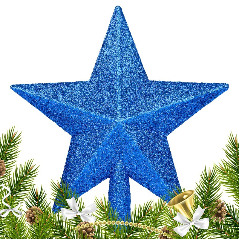 SULOLI Christmas Tree Star Blue,Blue Christmas Tree Topper Blue Star