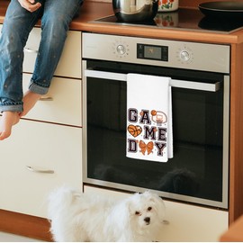 JINYO Coquette Bow Basketball Kitchen Towels, Basketball Gifts for Women Dish Towels Tea Towels, Basketball Lover Gifts Hand Towels, Basketball Themed Gifts, Basketball Mom Gifts, 16x24 Inch