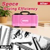 Geinxurn 11”Pink Tools Box, Portable Steel Heavy-duty Tool Case with