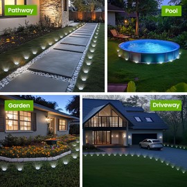 PATIOWIN Mini Solar Ground Lights, 12 Pack Solar Garden Lights, Solar Powered Pathway Lights Warterproof, Outdoor Lights for Driveway, Walkway, Backyard, Patio (Cool White)