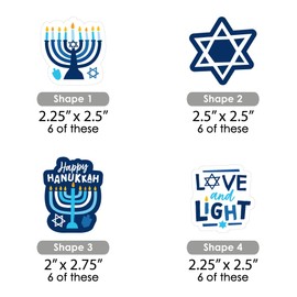 Big Dot of Happiness Hanukkah Menorah - Paper Straw Decor - Chanukah Holiday Party Striped Decorative Straws - Set of 24