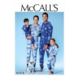 McCall's Patterns 7518 Kids,Mens/Misses/Boy's/Girls/Child Jumpsuit and Dog Coat,Sizes 3-8, Tissue, Multi-Colour, 17 x 0.5 x 0.07 cm