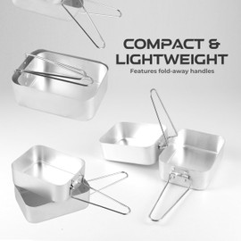 CROSS COUNTRY Set of 2 Aluminium Nesting Mess Tins for Camping – Camp Cooking Set, Meal Prep, Easy to Carry & Store; Cookware for Camping, Festivals, Hiking