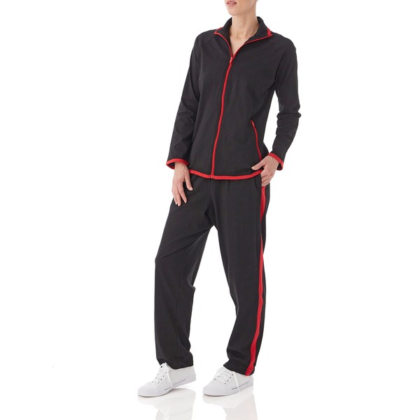 AmeriMark Women Striped Sweatsuit Set – Soft 2-Piece Tracksuit Zip-up
