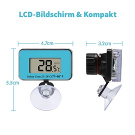 iPobie Waterproof LCD Digital Aquarium Thermometer Submersible Water Temperature Meter, Suction Cup Thermometer for Freshwater and Sea Water, -50°C to 70°C