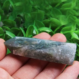 Acxico 1Pcs Moss Agate Geode Obelisk Polished Point Crystal Tower Natural Gemstone Healing