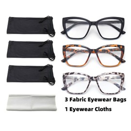 3-Pack Reading Glasses for Women Stylish Oprah Cat-Eye Spring Hinge Clear Lenses Readers Anti Eyestrain, Black Brown-Tortoise Gray-Tortoise 1.75 x