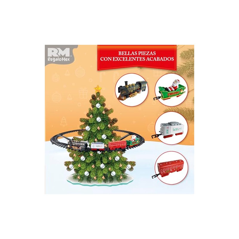 Tren Eléctrico para Árbol de Navidad, Luces y Sonidos, Decoración