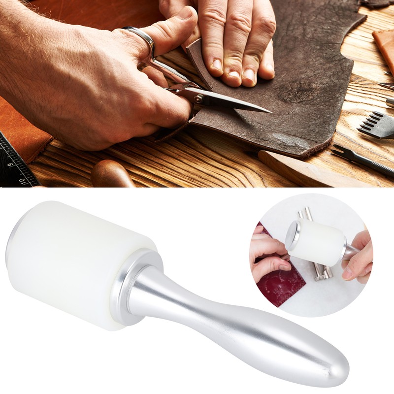 Leather Carving Hammer Nylon DIY HandMade Leathercraft Mallet Wooden Handle