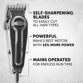 WAHL Elite Pro cortadora de pelo eléctrica para sombrear, con cable y con palanca de ajuste de la longitud de corte (de 1 a 3 mm), 10 peines guía, más de 33 ajustes de corte