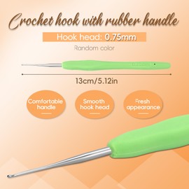 SUVSOON 0.75mm Lace Crochet Hooks Crochet Knitting, Ergonomic Soft Handles Crochet Hooks for Arthritic Hands, Light and Comfortable Crochet Tool, Crochet Hook for Knitting Suitable for Beginners