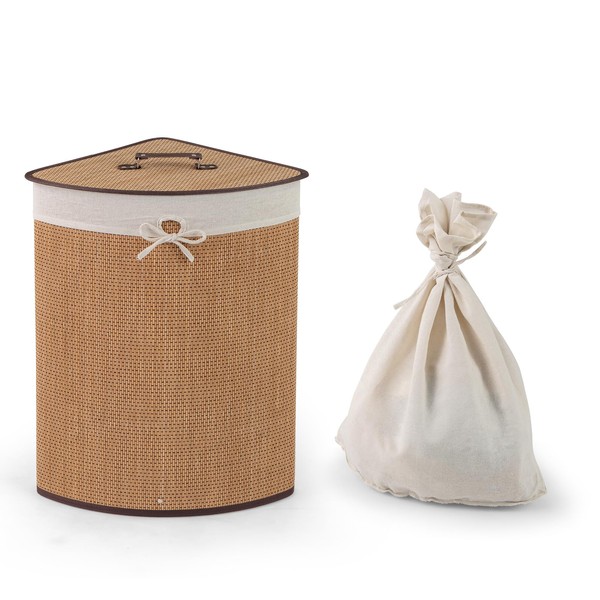 MAT EXPERT Bamboo Laundry Basket, 58 L Clothes Hamper with