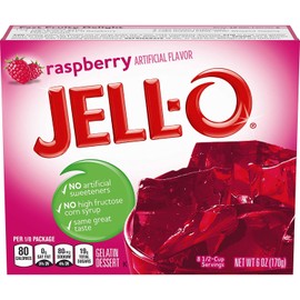 JELLO Jell-O Raspberry Gelatin Mix, 6 Ounce