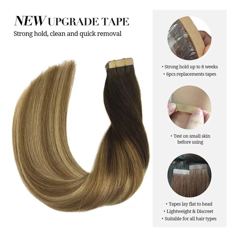 Doores Extensiones Cabello Humano 50gr 14in Balayage De Color Marró