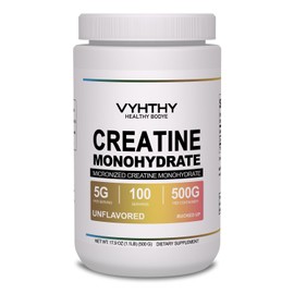 VYHTHY Micronized Creatine Monohydrate Powder, Unflavored, 100 Servings, 500 Grams