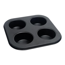 Anwangda Muffin Tray, 4-Hole Tart Round Party Tray, Muffin Tin Muffin Pan Mould Bakeware for Baking Muffins, Cupcakes, Breads, Candy(Black)