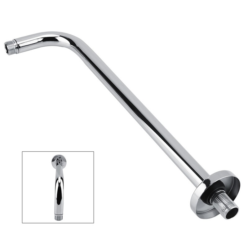 Extra Long Stainless Steel Shower Rain Head Arm Replacement Flange