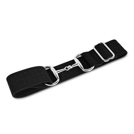 CELAEQ 2-Inch Elastic Equestrian Belt Silver Snaffle Bit Buckle, Comfortable and Stretchable Horse Riding Accessory (Silver Buckle, Black Diamond Pattern Elastic Belt - 2 inch)