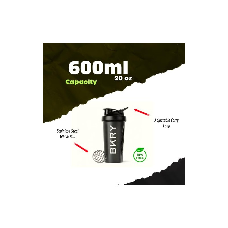 Bvkhary Protein Shaker Bottle with Wire Whisk - BKRY Blender