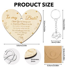Friend Plaque, Wooden Heart Plaque with Heart-shape Keyring Friendship Gifts Light Wood Sign Keepsake Gifts Thoughtful Plaques Decorations Novelty Sign Memorial Quote Love Xmas