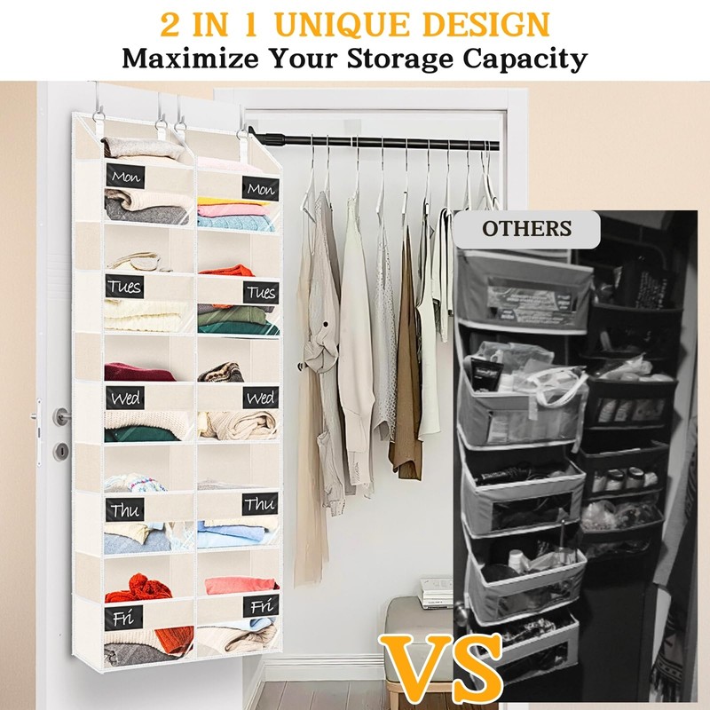 Over the Door Organizer, 5-Tier Extra Large Storage with 10