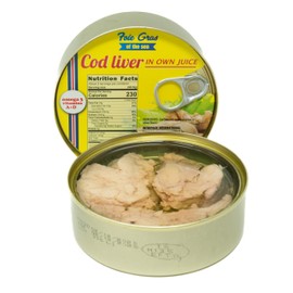 Foie Gras of the Sea Cod Liver canned in oil 7.1 oz (pack of 5) product of Iceland
