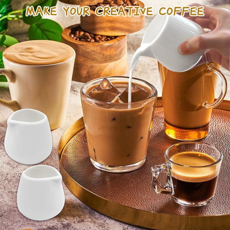 KUWUNG 12 Pcs Small Milk Jug, 50ml White Ceramic Milk