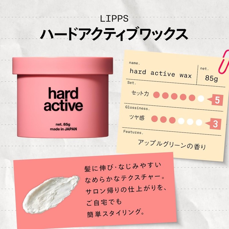 LIPPS Hard Active Wax 85g Apple Green Scent Men Hard
