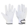 sourcing map Goatskin Leather Work Gloves with Hook and Loop,