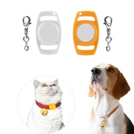 Airtag Holder 2 Pack Compatible for Dog Cat Collar and Children's School Bag Protective Case Compatible for Air tag GPS Tracker Anti Scratch Silicone Case Lightweight Soft Anti Lost