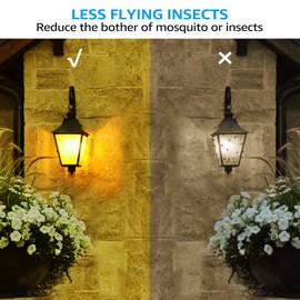 TORCHSTAR LED A19 Yellow Bulbs, E26 Base 8W 120V Colored Light Bulb, Outdoor Bug Free Lights for Porch, Patio, Backyard, Entry Way, UL Listed, Pack of 6