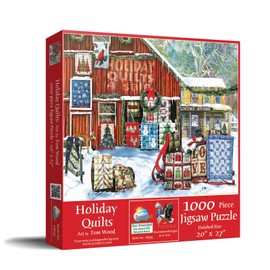 SUNSOUT INC - Holiday Quilts - 1000 pc Jigsaw Puzzle by Artist: Tom Wood - Finished Size 20" x 27" Christmas - MPN# 28735