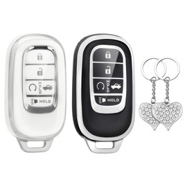 LECART Key Fob Covers for Honda 2025 2024 2023 2022 CR-V Civic Pilot Accord HR-V 5 Buttons TPU Key Shell Case Soft Car Key Protector 2 Pack White & Black