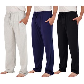 Real Essentials 3 Pack: Mens Pajama Pants Cotton Super Soft Pajamas Men Flannel Bottoms Fleece Buffalo Plaid Pj Gifts Lounge Pants Sleepwear Pijamas Hombres Essentials Woven Button Fly,Set 8-L