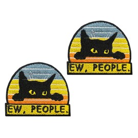 2 PCS Ew People Funny Patch Tactical Embroidered Emblem Hook and Loop Applique Badge Patches for Clothes,Backpack,Jacket,Jeans,Vest,Hat,Bag,Biker,Uniforms,Armband,Pouch