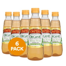 Pompeian Gourmet Organic White Wine Vinegar, Unfiltered & Unpasteurized, 16 Fl Oz, Pack of 6