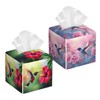 French Hummingbird Flower 2 Pcs Tissue Box Cover Square Leather