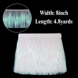 Tassel Trim Fringe Trim 8 Inch Wide 4.8 Yards Tinsel Sparkling Garland for Costumes, Dresses, Photo Booth Backdrop, Party Decor White AIETSYEI