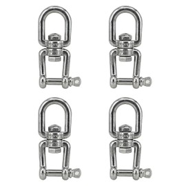 MAMDAFAON 4PCS 1/4"(M6) Eye x Jaw Swivel Anchor Connector Clevis Double Shackle,304 Stainless Steel
