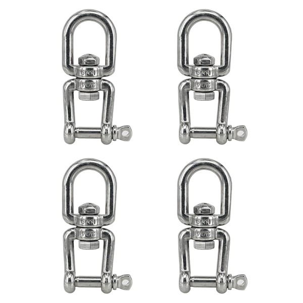 MAMDAFAON 4PCS 1/4"(M6) Eye x Jaw Swivel Anchor Connector Clevis