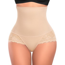 Tummy Control Shapewear Panties for Women High Waisted Shaping Underwear Lace Body Shaper Girdle(01# A Beige(lace),Large)