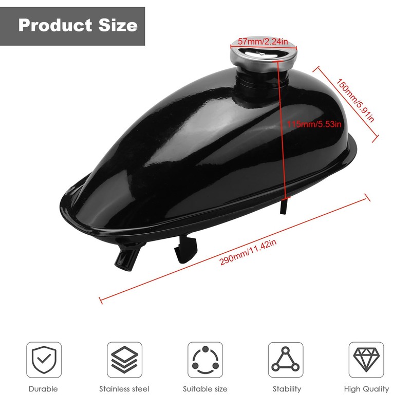 Tuperoymse 2L Motorized Bike Motorcycle Fuel Tank Fit for 49Cc