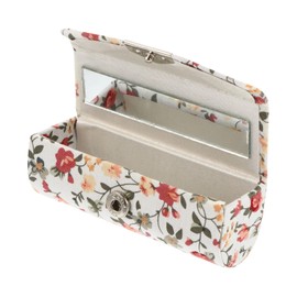 FRCOLOR Bestickte Lippenstiftbox Blumen-lippenstift-etui Lippenstiftetui Leder Tragbarer Spiegel Retro-lippenstiftetui Mit Blumenmuster Kosmetiktaschen Weiß Mini Auto Plastik Frau Handheld