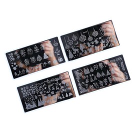 Mikinona Christmas Nail Art Stamping Plates Stencils 4pcs Nail Design Kit for Beginners Professionals