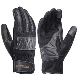 Daytona 19949 Motorcycle Gloves, Spring and Summer, Genuine Leather (Goat Leather), Smartphone Compatible, Cafe Mesh Gloves, HBG-065, Black, M Size